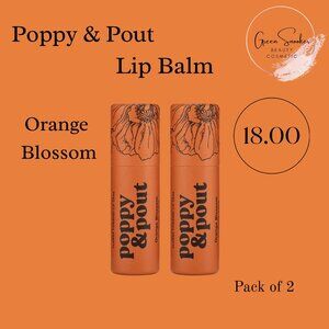Poppy & Pout, Orange Blossom Lip Balm,100% Natural, Pack of 2